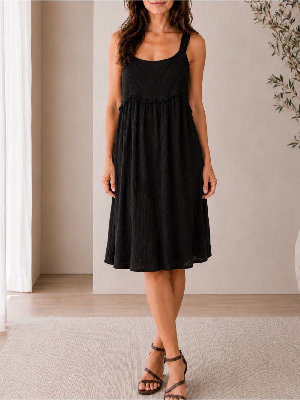 Burberry Black Sleeveless Maxi Dress with Wide Straps